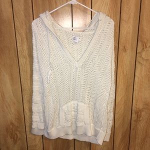 American Eagle Cream XL Crocheted Pullover Hoodie